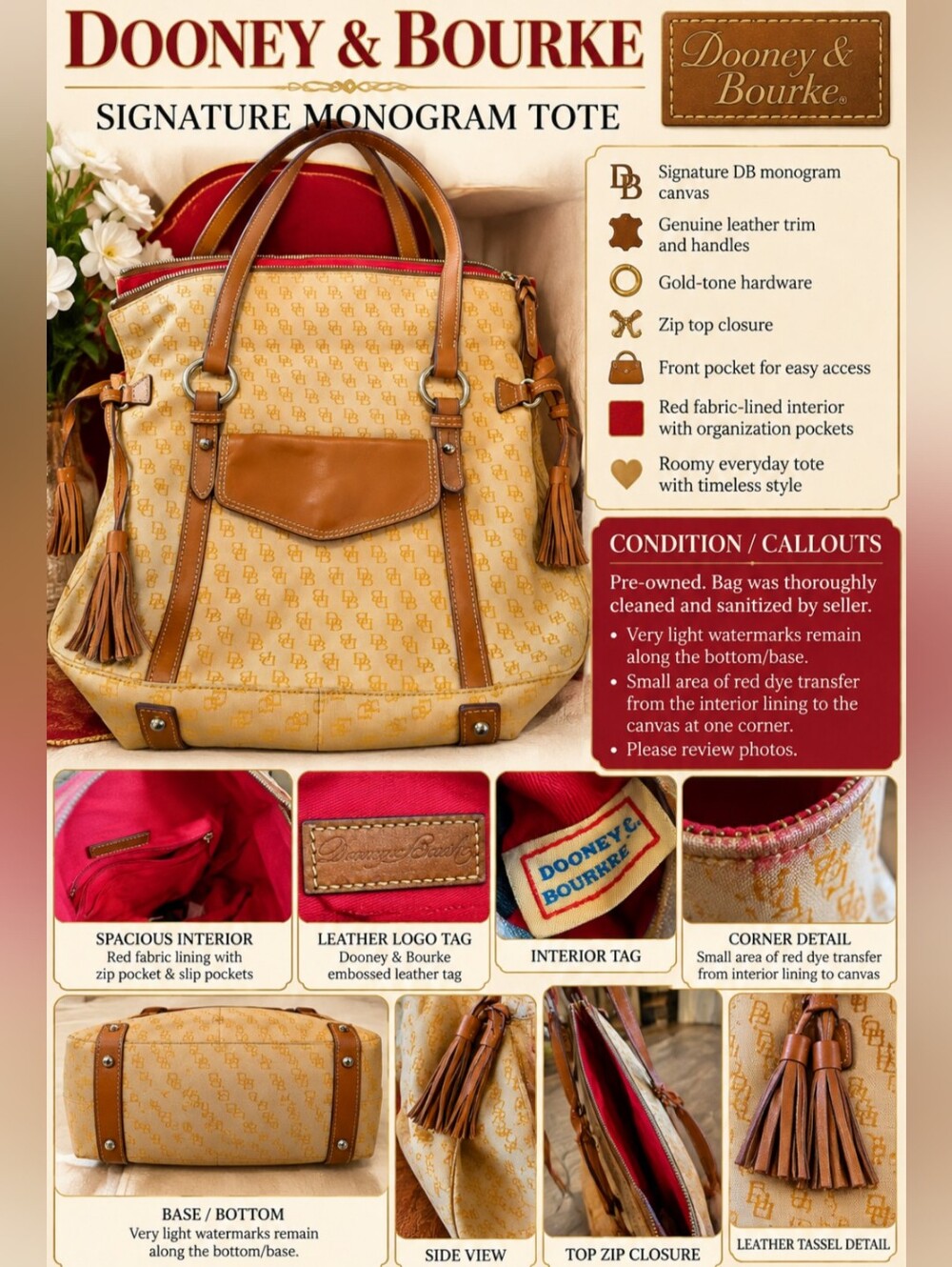 Dooney & Bourke Signature DB Monogram Canvas Hobo Shoulder